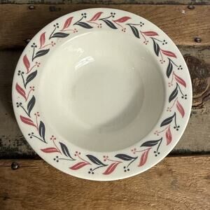 Vintage Homer Laughlin Pink Gray Leaves 6” Fruit Dessert Berry Bowl